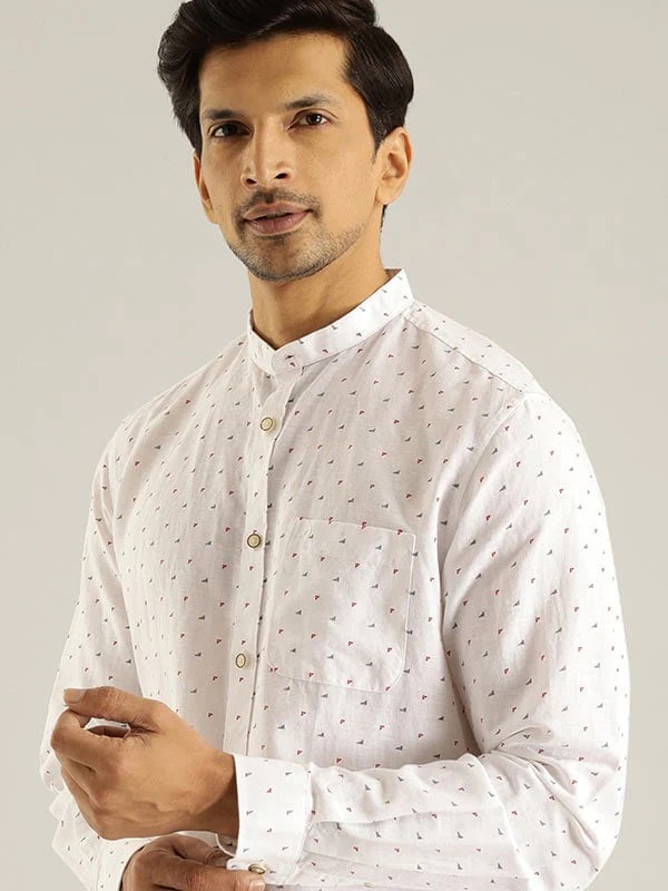 Indian Terrain Men All Over Print White Shirt